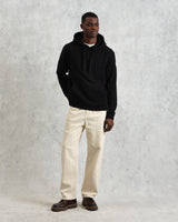 men's wax london HOXTON HOODIE BRUSHED SWEAT BLACK