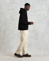 men's wax london HOXTON HOODIE BRUSHED SWEAT BLACK