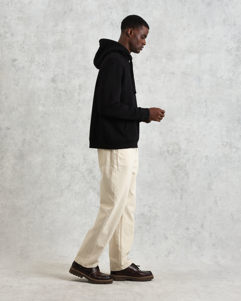 men's wax london HOXTON HOODIE BRUSHED SWEAT BLACK