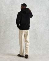 men's wax london HOXTON HOODIE BRUSHED SWEAT BLACK