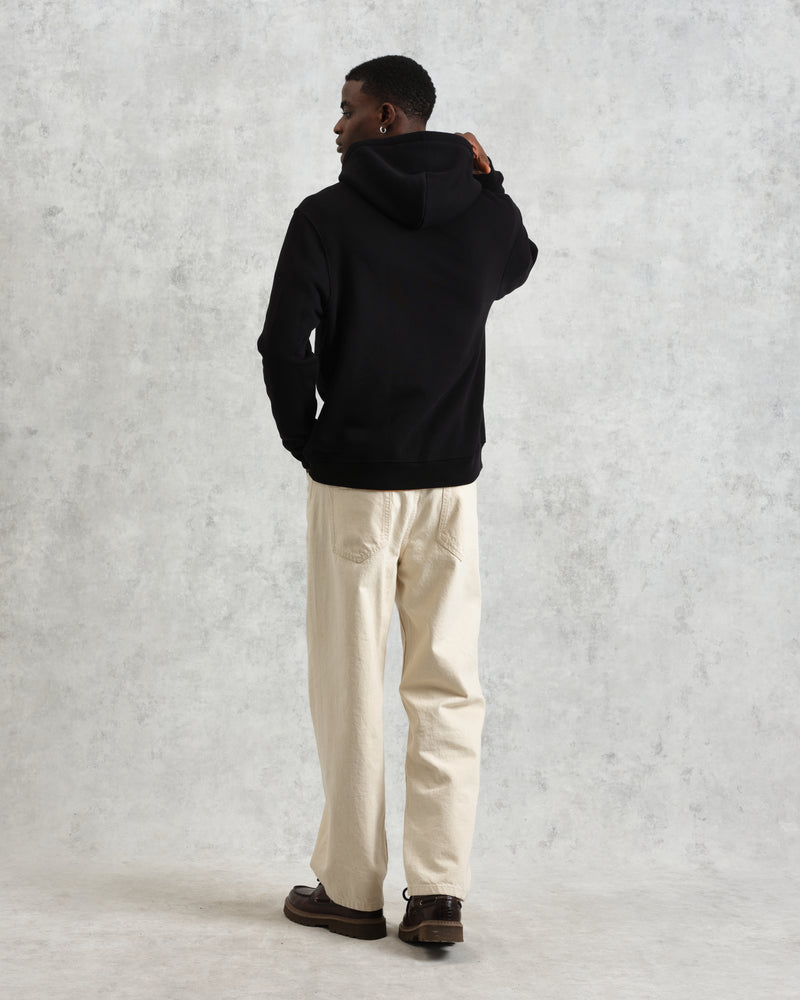 men's wax london HOXTON HOODIE BRUSHED SWEAT BLACK