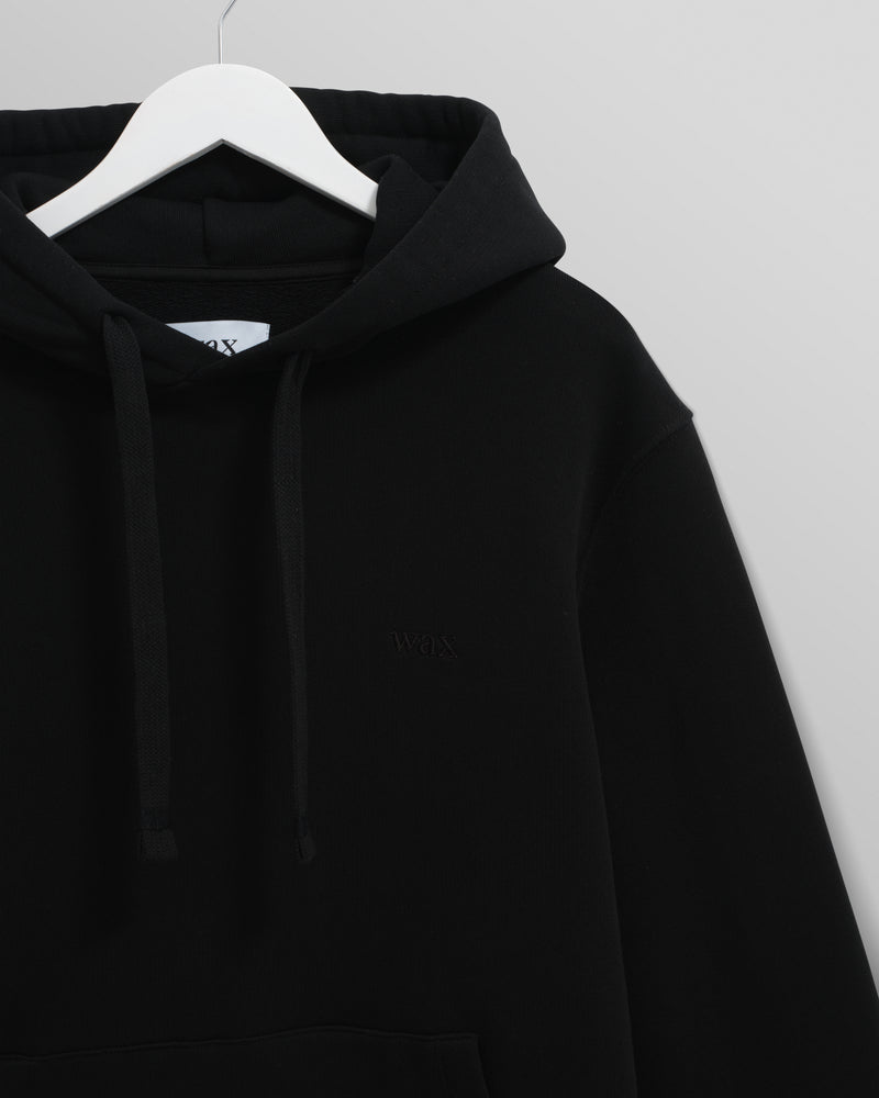 men's wax london HOXTON HOODIE BRUSHED SWEAT BLACK