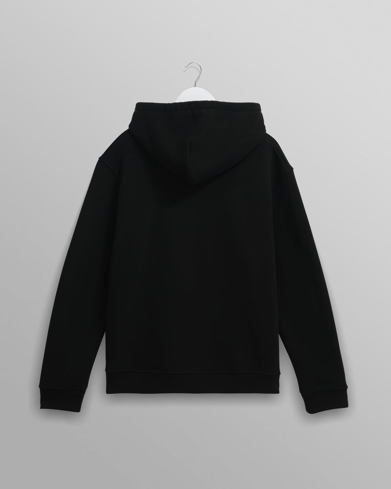 men's wax london HOXTON HOODIE BRUSHED SWEAT BLACK