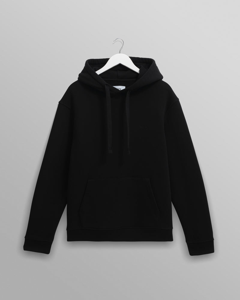 men's wax london HOXTON HOODIE BRUSHED SWEAT BLACK
