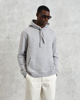 men's wax london HOXTON HOODIE BRUSHED SWEAT HEATHER GREY MARL