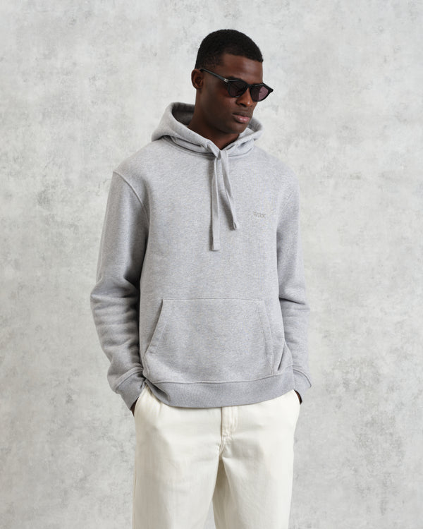 men's wax london HOXTON HOODIE BRUSHED SWEAT HEATHER GREY MARL