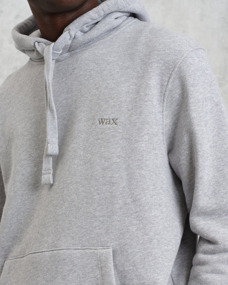 men's wax london HOXTON HOODIE BRUSHED SWEAT HEATHER GREY MARL