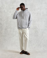 men's wax london HOXTON HOODIE BRUSHED SWEAT HEATHER GREY MARL