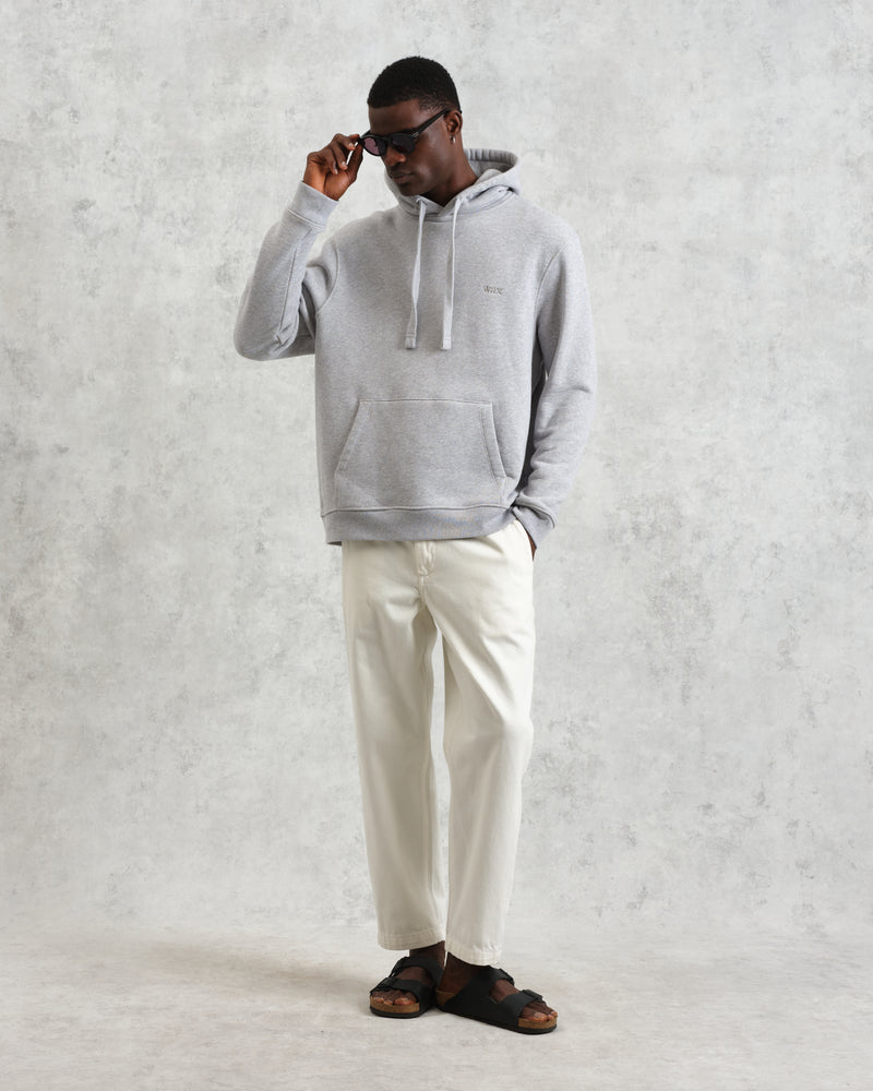 men's wax london HOXTON HOODIE BRUSHED SWEAT HEATHER GREY MARL