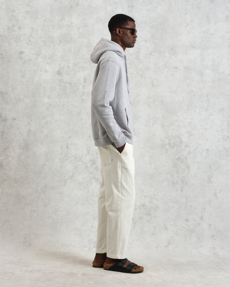 men's wax london HOXTON HOODIE BRUSHED SWEAT HEATHER GREY MARL