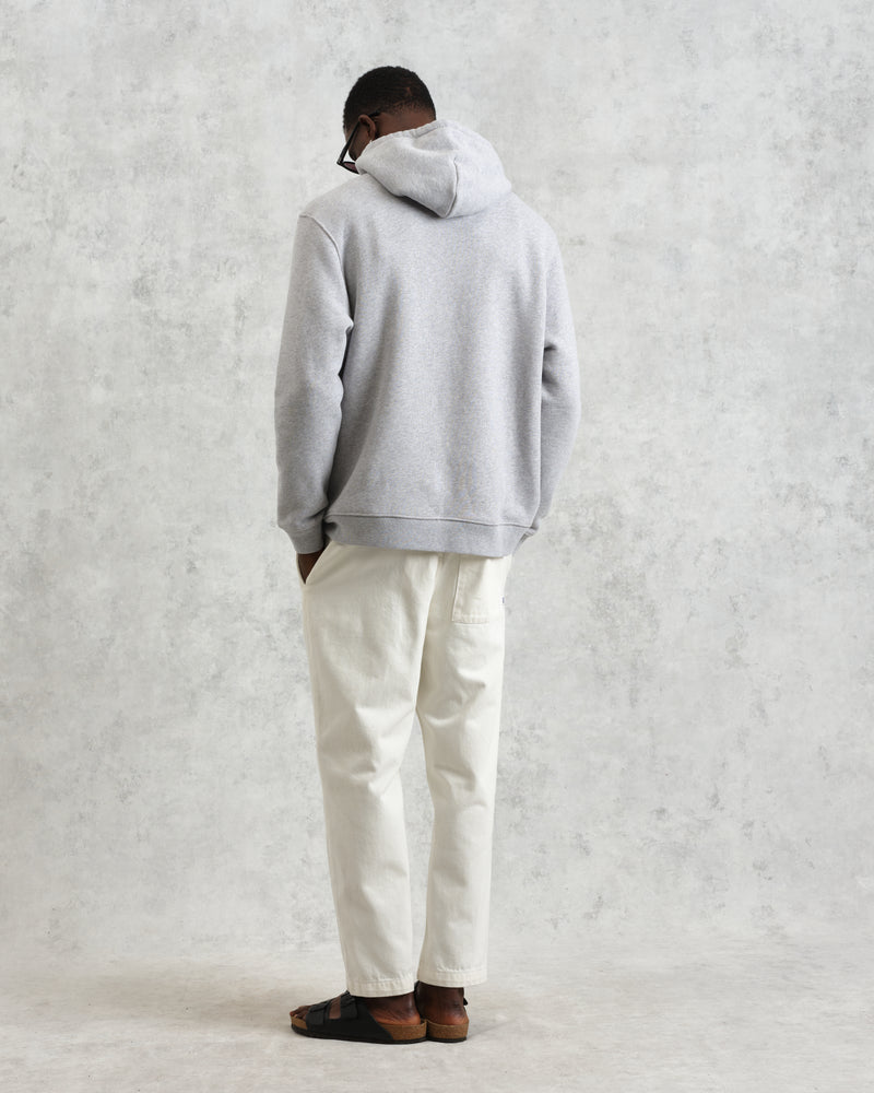 men's wax london HOXTON HOODIE BRUSHED SWEAT HEATHER GREY MARL