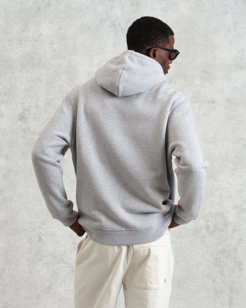 men's wax london HOXTON HOODIE BRUSHED SWEAT HEATHER GREY MARL