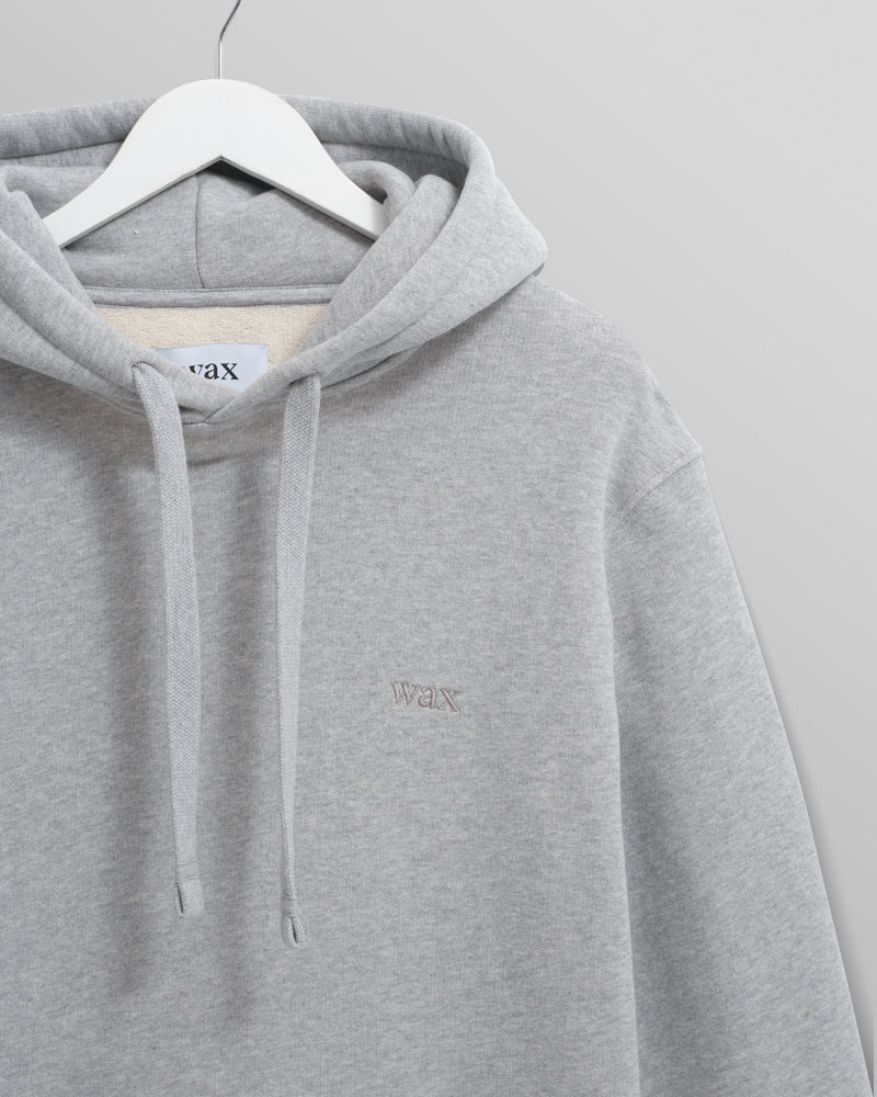 men's wax london HOXTON HOODIE BRUSHED SWEAT HEATHER GREY MARL