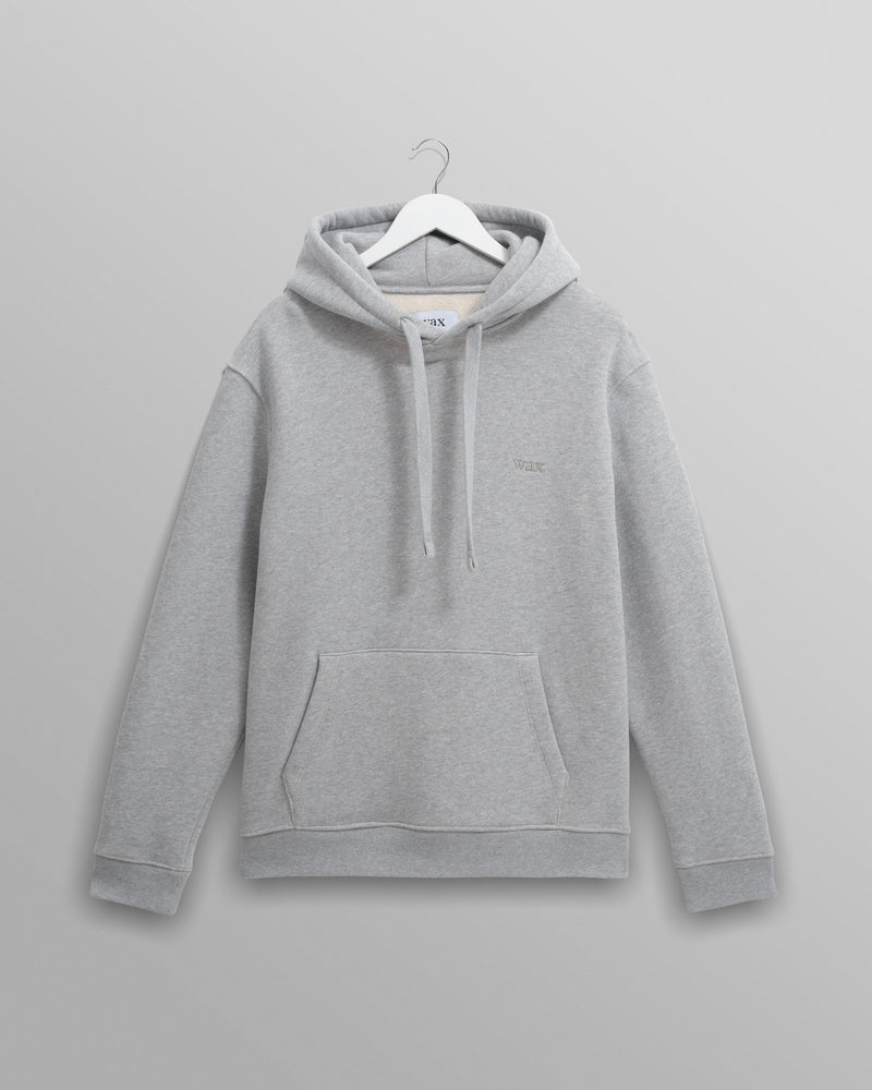 men's wax london HOXTON HOODIE BRUSHED SWEAT HEATHER GREY MARL