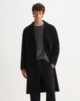 wax london men's Hugo - Black Double Face Wool Coat