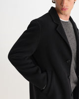 wax london men's Hugo - Black Double Face Wool Coat