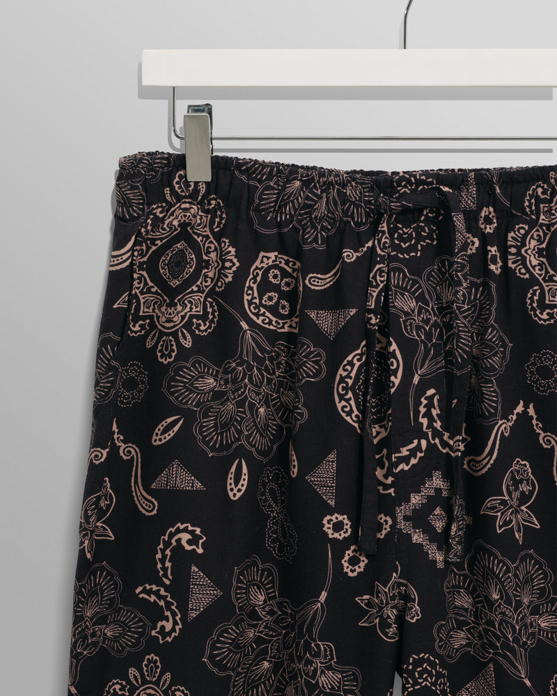 wax london Hutton Lounge Trousers Black/Beige Floral Paisley