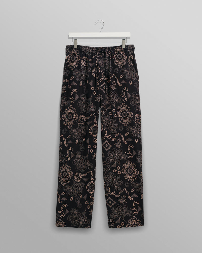 wax london Hutton Lounge Trousers Black/Beige Floral Paisley