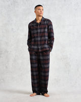 wax london Hutton Lounge Trousers Navy/Orange Flannel Check