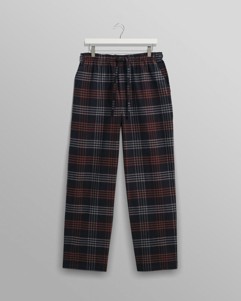 wax london Hutton Lounge Trousers Navy/Orange Flannel Check