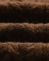 wax london men's Hyatt - Brown Brush Cable Knit Crewneck Jumper