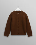 Hyatt - Brown Brush Cable Knit Crewneck Jumper