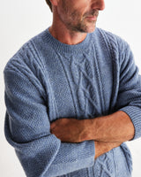 wax london men's Hyatt - Light Blue Brush Cable Knit Crewneck Jumper