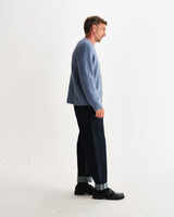 wax london men's Hyatt - Light Blue Brush Cable Knit Crewneck Jumper