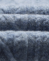 wax london men's Hyatt - Light Blue Brush Cable Knit Crewneck Jumper