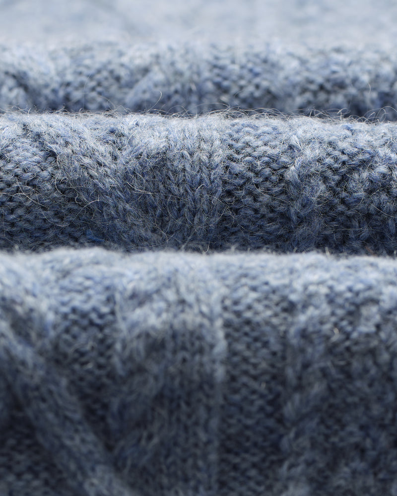 wax london men's Hyatt - Light Blue Brush Cable Knit Crewneck Jumper