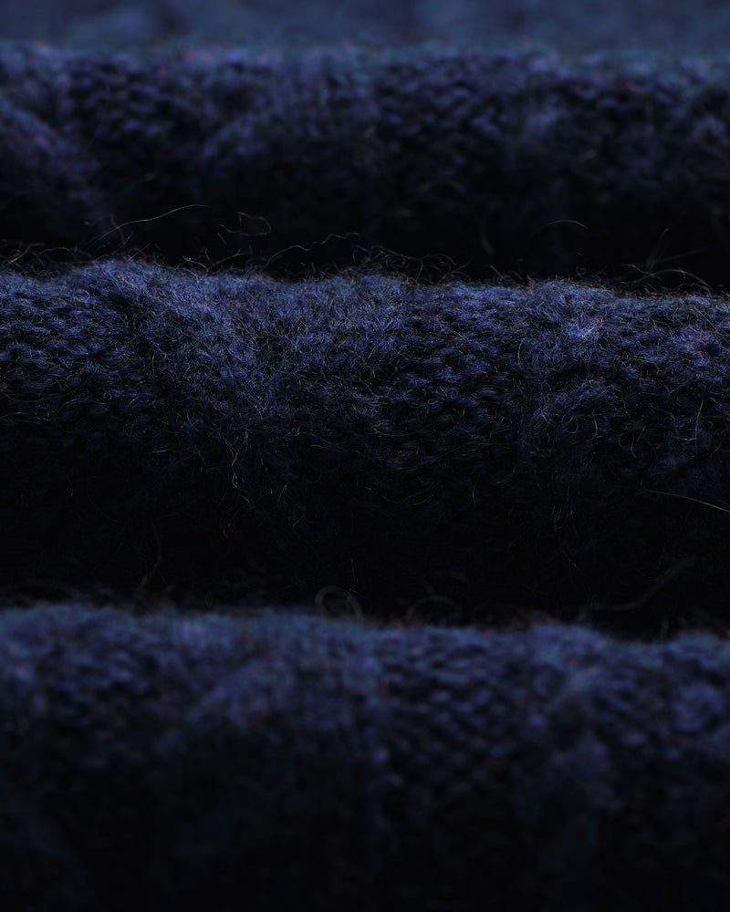 wax london men's Hyatt - Navy Brush Cable Knit Crewneck Jumper