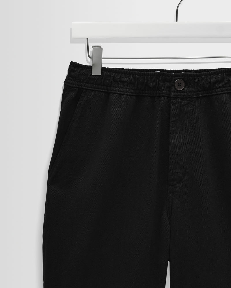 Men's Black Organic Cotton Twill Straight Fit Trousers | Wax London