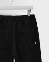 wax london men's Hyde - Black Organic Cotton Twill Straight Fit Trousers