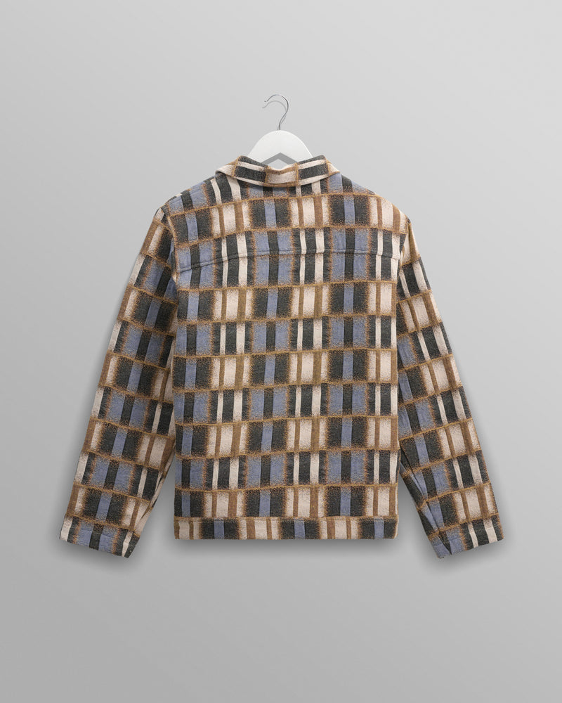 wax london Iggy - Beige And Blue Ombre Grid Jacket