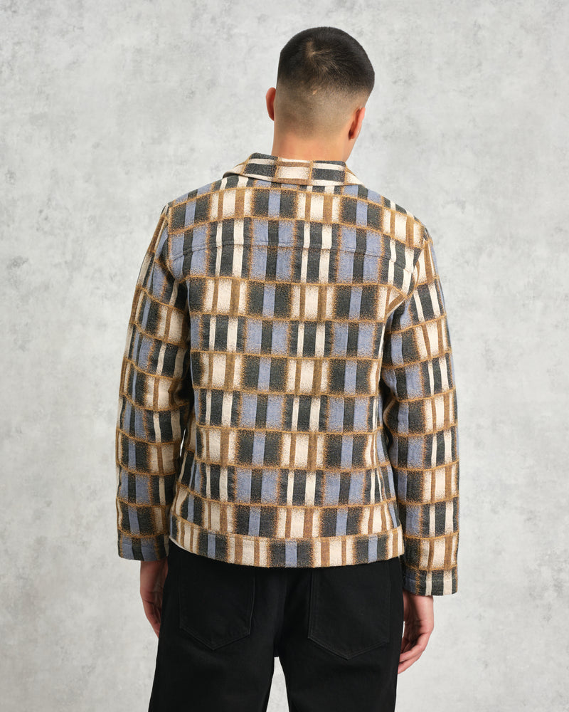 wax london Iggy - Beige And Blue Ombre Grid Jacket