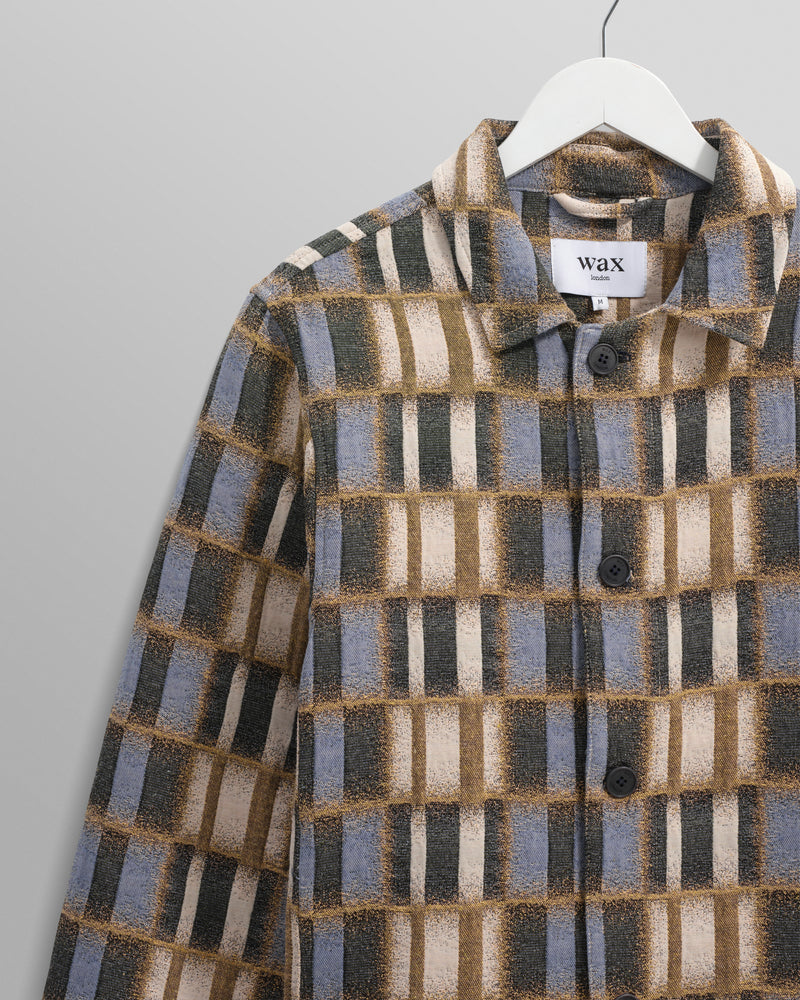 wax london Iggy - Beige And Blue Ombre Grid Jacket