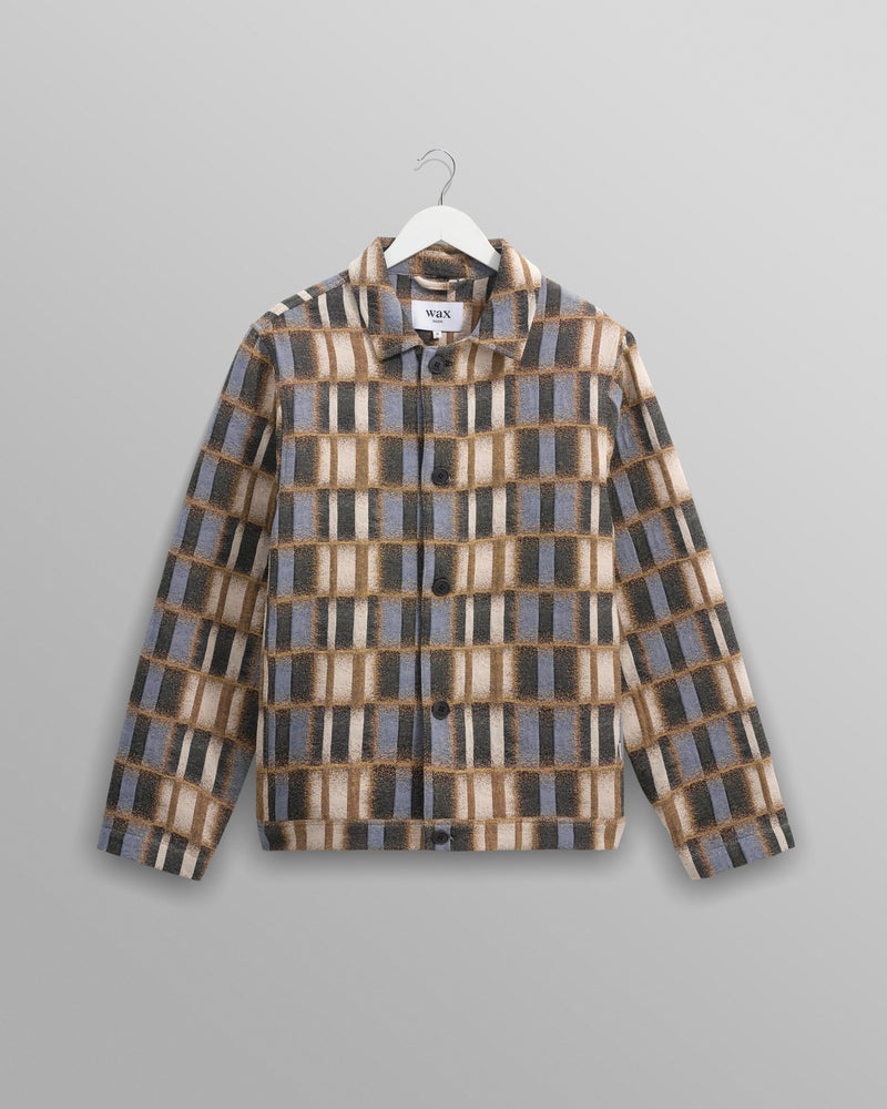 wax london Iggy - Beige And Blue Ombre Grid Jacket