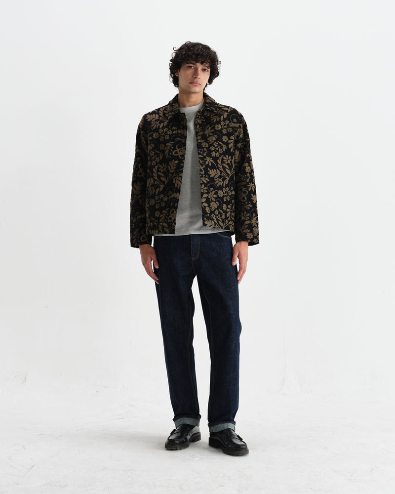wax london men's Iggy - Black And Khaki Chenille Jacquard Jacket