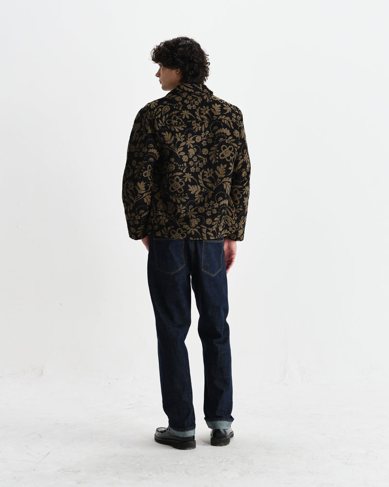 wax london men's Iggy - Black And Khaki Chenille Jacquard Jacket