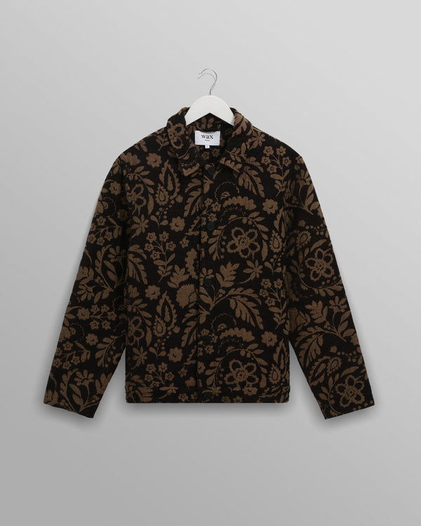 wax london men's Iggy - Black And Khaki Chenille Jacquard Jacket