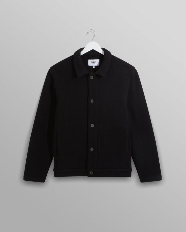 wax london men's Iggy - Black Knitted Wool Jacket