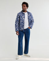 wax london men's Iggy - Blue And Ecru Floral Jacquard Jacket