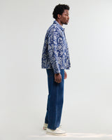 wax london men's Iggy - Blue And Ecru Floral Jacquard Jacket