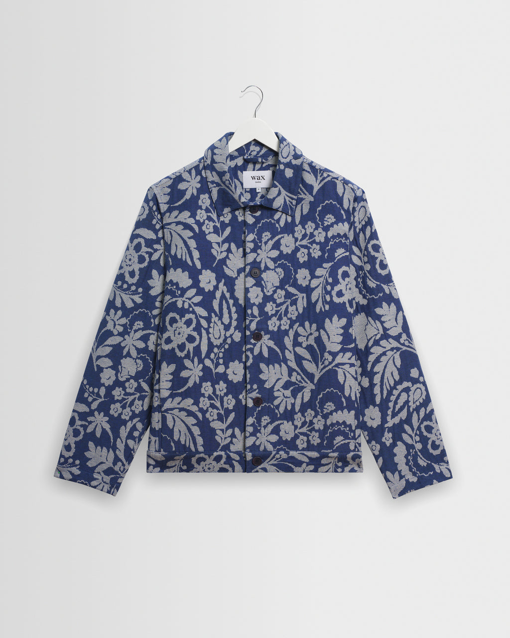 Men's Blue And Ecru Floral Jacquard Jacket | Wax London