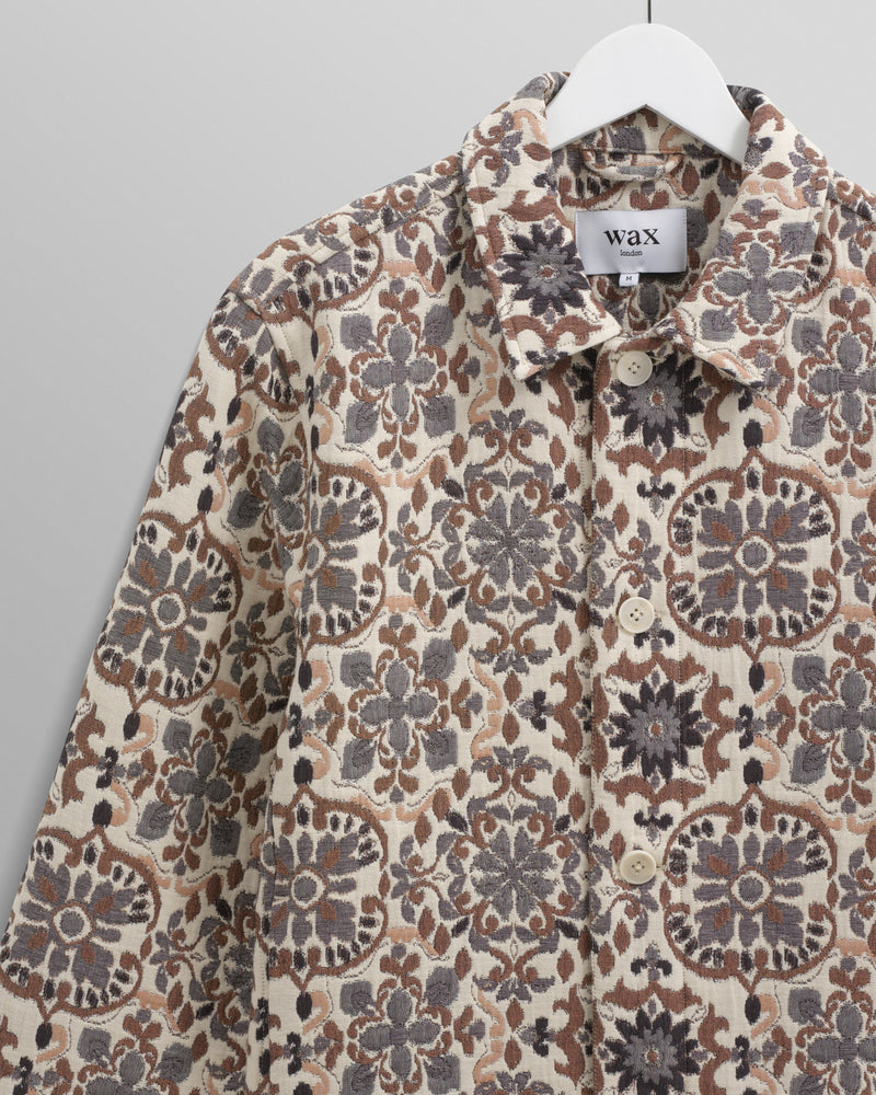 wax london Iggy Jacket Beige Mosaic Jacquard