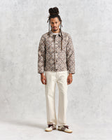 wax london Iggy Jacket Beige/Blue Mosaic Jacquard