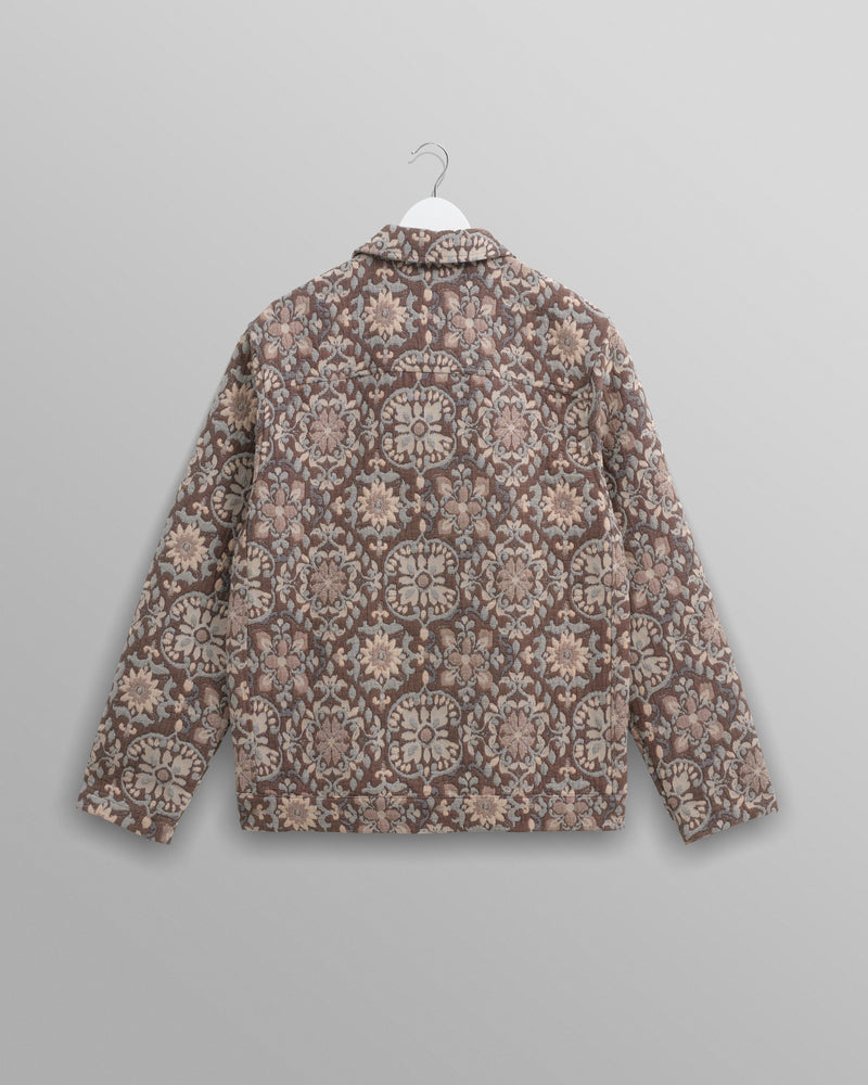 wax london Iggy Jacket Beige/Blue Mosaic Jacquard