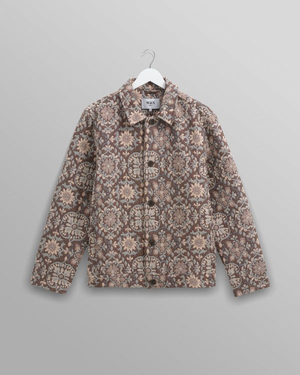 wax london Iggy Jacket Beige/Blue Mosaic Jacquard