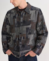 wax london men's Iggy - Navy And Brown Abstract Jacquard Jacket