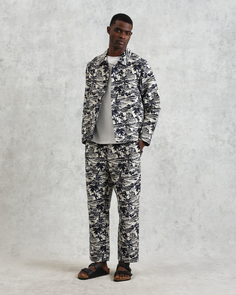 wax london Iggy - Navy And Ecru Beach Jacquard Jacket